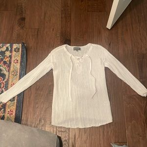 Knit tie up sweater. Never worn. Smoke free home